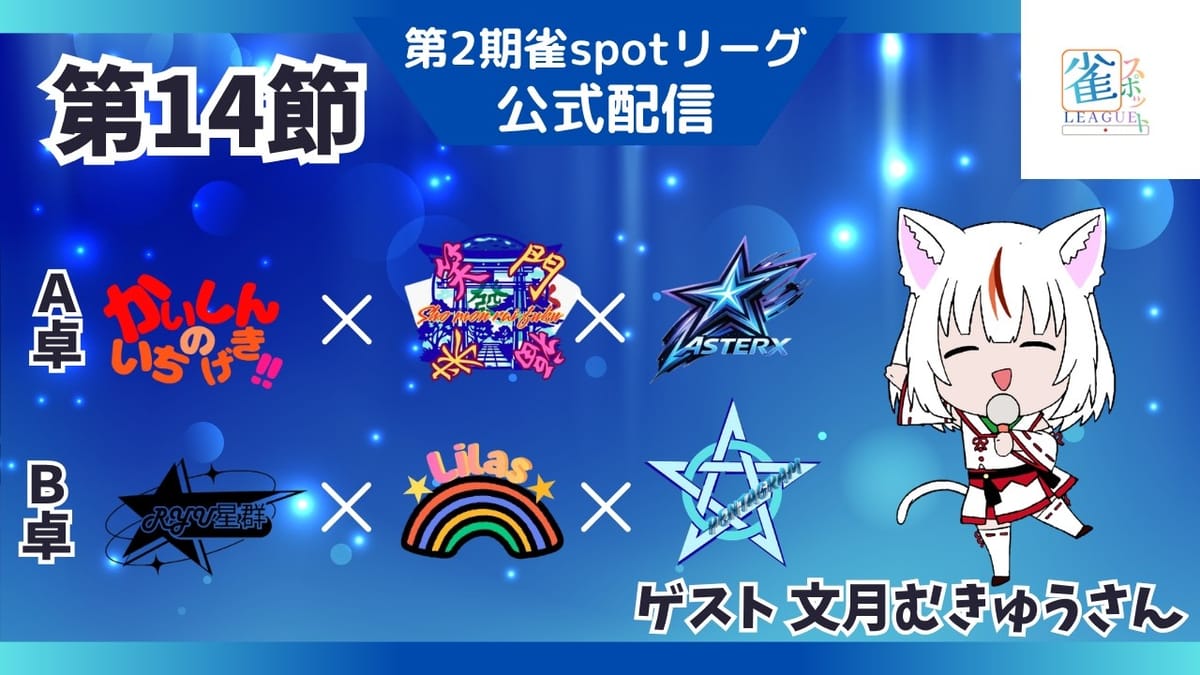 【雀spotリーグ】第14節は首位がリードを広げ、3位争いが激化！