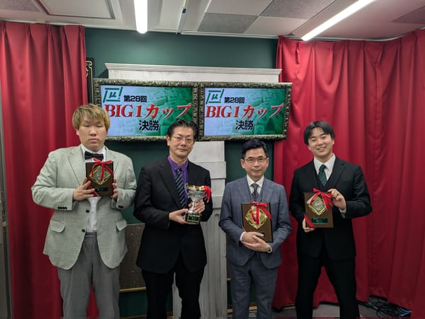 【麻将連合】四暗刻が2度出現する波乱の決勝を制したのは地野彰信！【第28回BIG1カップ】