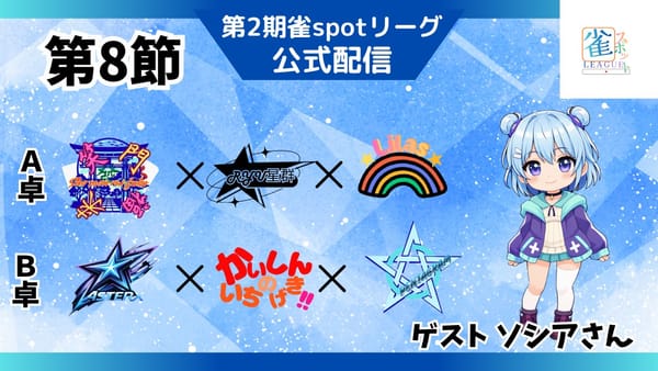 【雀spotリーグ】第8節は連荘多く100000点近い持ち点が続出⁉